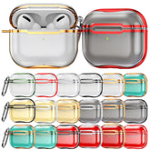 Estuche protector para auriculares de TPU transparente con marco galvanizado y gancho para AirPods 3